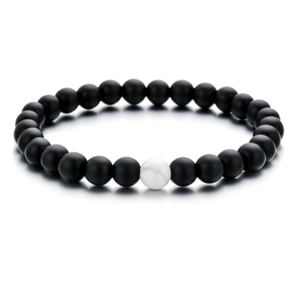 Yin Yang Natural Stone Yoga Couple Bracelet - Picture 4 of 4